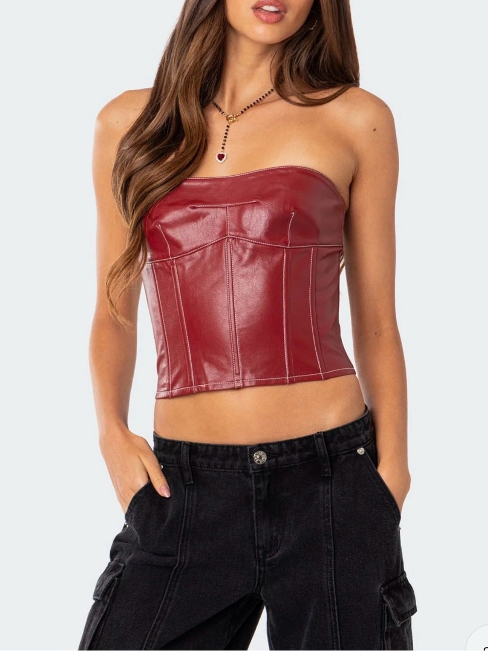 Edikted Burgundy Strapless Corset